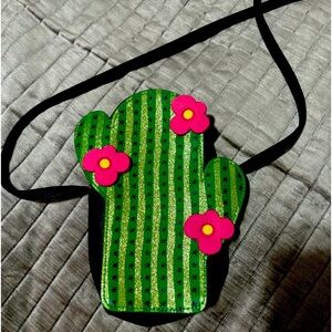 Cactus Flower Leather Purse Crossbody